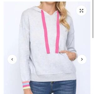Fate Light Gray Hoodie with Pink Highlights